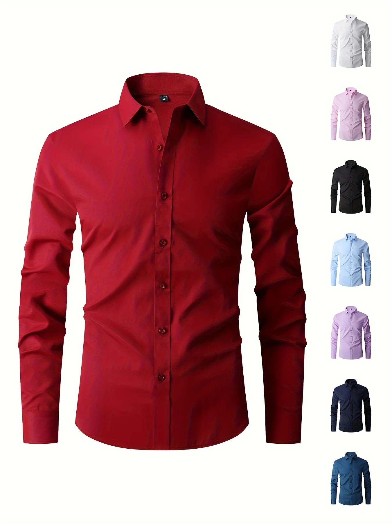 Classic Design Solid Color Men\'s Solid Formal Long Sleeve Shirt Men\'s Button Up Shirt For Business Formal Occasions Gift For Men