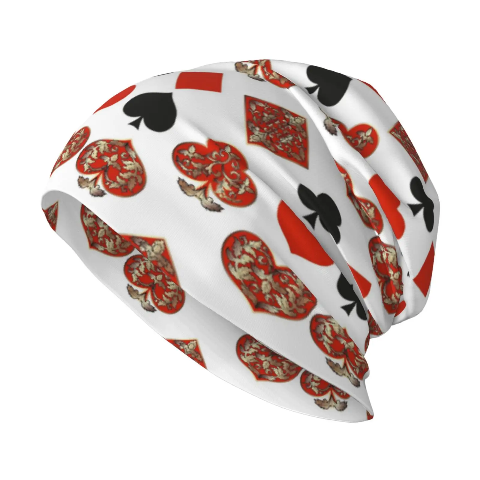 Poker Card Print Pattern Retro Street Hip-hop Knit Hat Universal Skin Friendly Comfortable Warm Winter Hat Outdoor Casual Gift