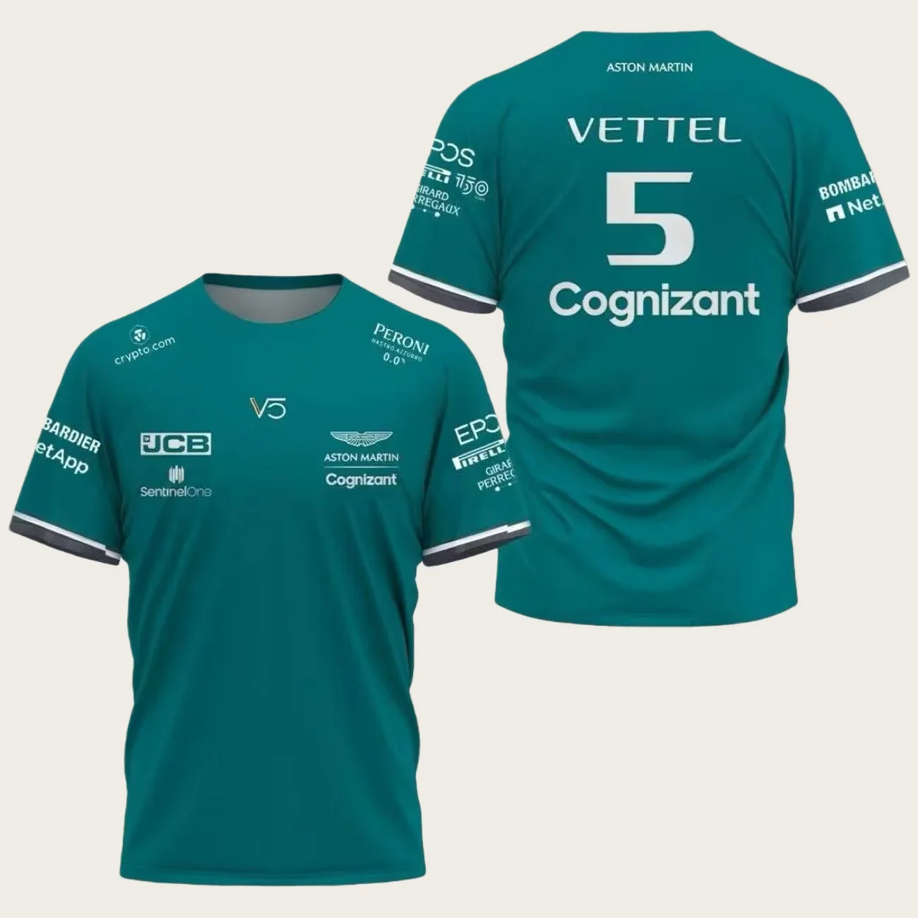 Aston Martin Alonso No. 14 Camiseta de Carreras, Corta De secado Rápido, Breathable