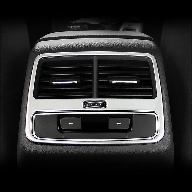 Rear Air Condition Vent Outlet Panel Frame Decoration Sticker Trim Strip For Audi A4 B9 2017-2021 Stainless Steel Car Accessory