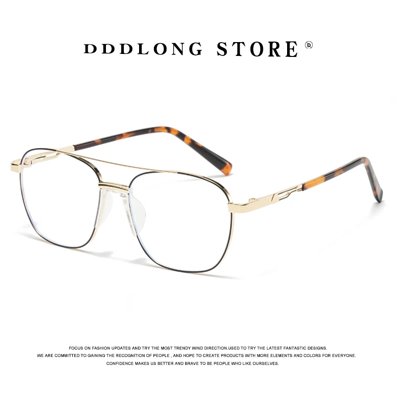 DDDLONG Anti Blue Light Dioptra Glasses Metal Prescription Eyeglasses Frame For Men Optical Lens Can Replaceable Eyewear D490