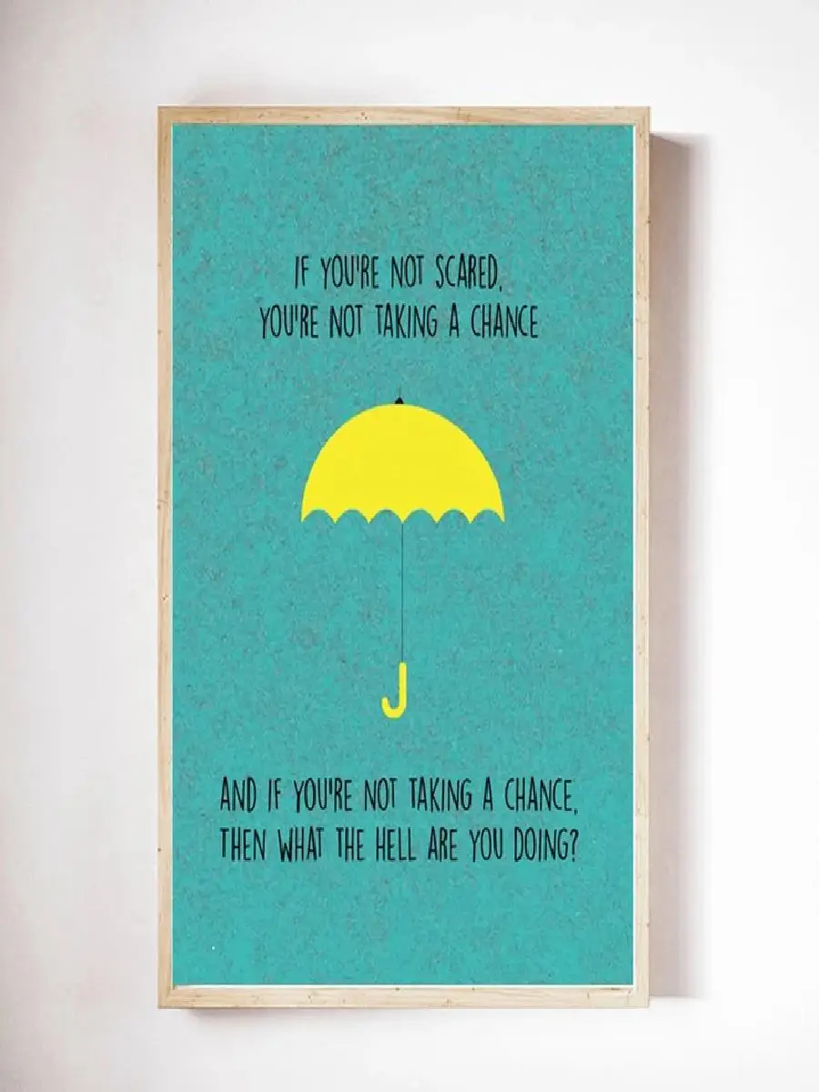 Minimalist Blue How I Met Your Mother TV Poster with Yellow Umbrella  Canvas Wall Art for Home Living Room Decor