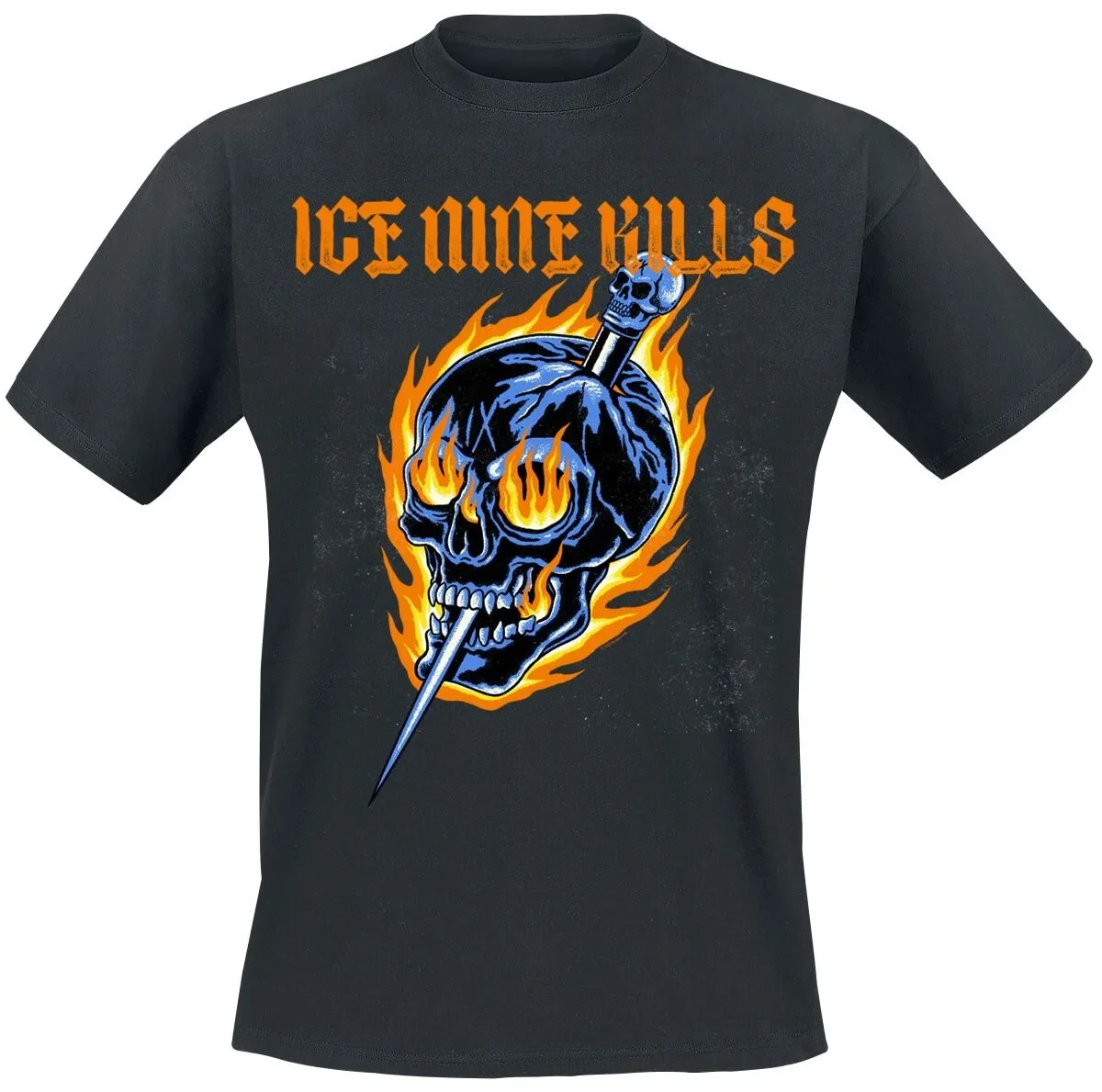 Ice Nine Kills Flaming Skull Spike Print Unisex T-shirt Horror Metal Band Casual Tee