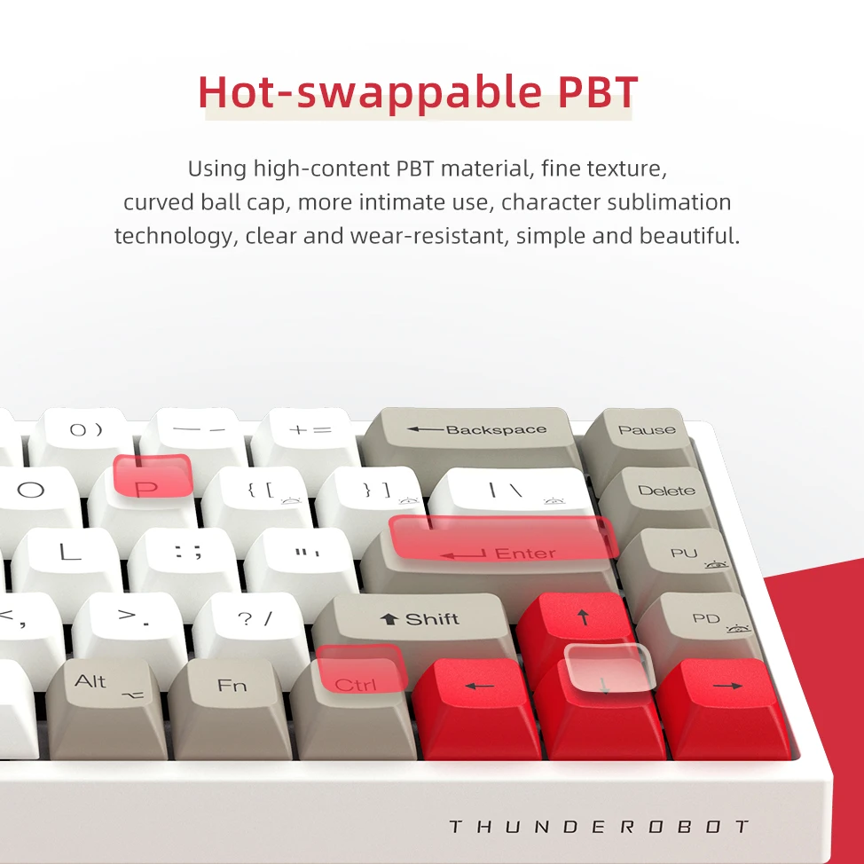 ธันเดอร์บอทคีย์บอร์ดระบบกลไก KC3068 68คีย์ PBT สามโหมดคีย์บอร์ดเล่นเกมไร้สายบลูทูธสวิตช์สีแดงแบบถอดเปลี่ยนได้