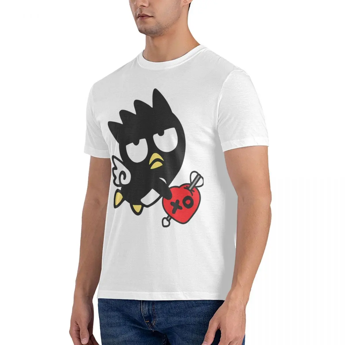 Men T-Shirt Sanrio Cartoon Character Leisure Cotton Tees Short Sleeve Badtz-Maru T Shirt Crewneck Tops Unique