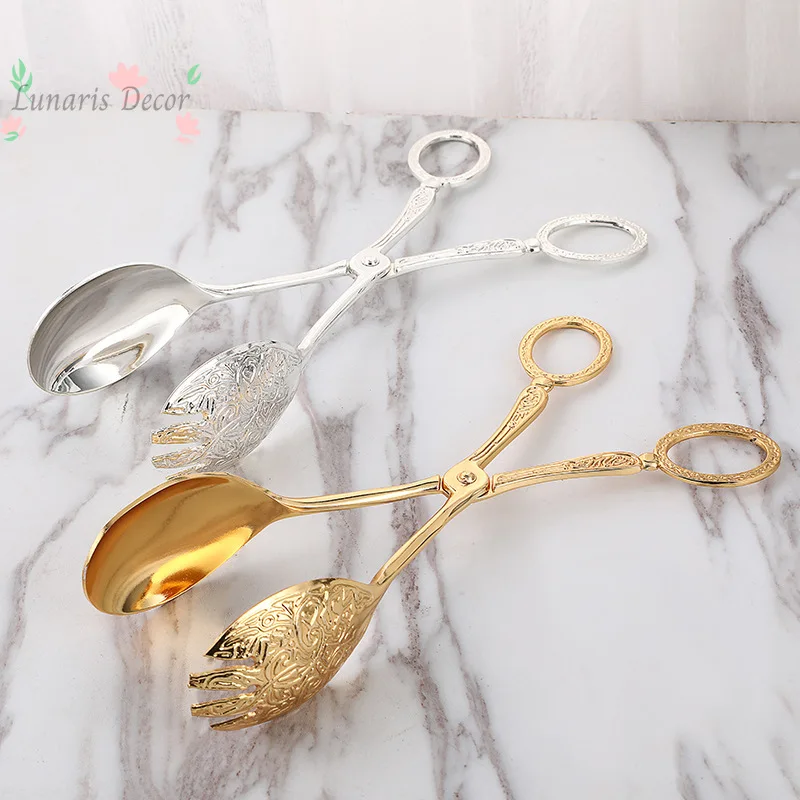 European metal spoon salad clip exquisite party self-service clip cake birthday banquet tableware clip multi-function