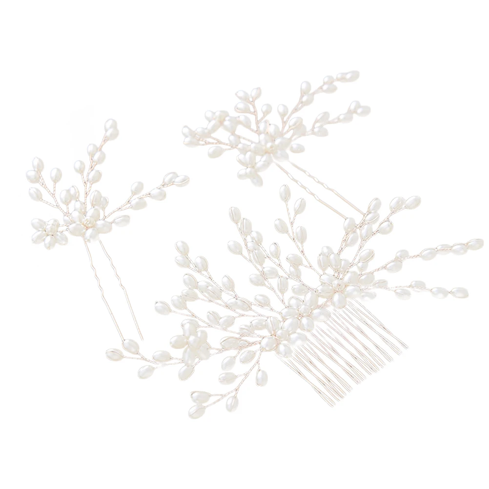 

3 Pcs Hairpin Comb Set Vintage Pearl Wedding Accessories for Bridal Headdress Hair Comb Hairpin Bridal Party Prom