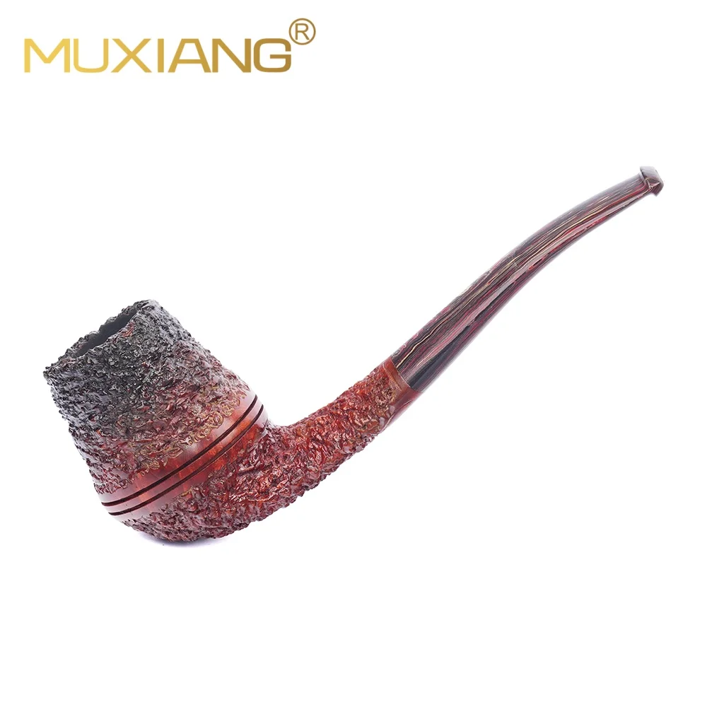 MUXIANG Bull Moose Tobacco Pipe Carved Briar Wood Two-Tone Gradient Cumberland Stem 3mm Flue for Collectors