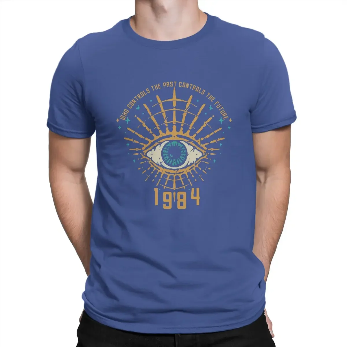 heavyweight Vintage 1984 George Orwell Control The Future T-Shirt for Men Crew Neck Cotton  Author George Orwell Short Tee