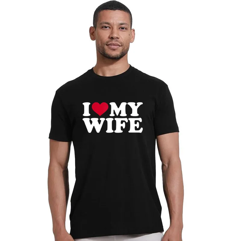 القلب الأحمر أنا أحب زوجتي تي شيرت أنا أحب زوجي ، أنا قلب زوجي قائلا المحملة الأزواج هدايا عيد الحب Y2k القمم