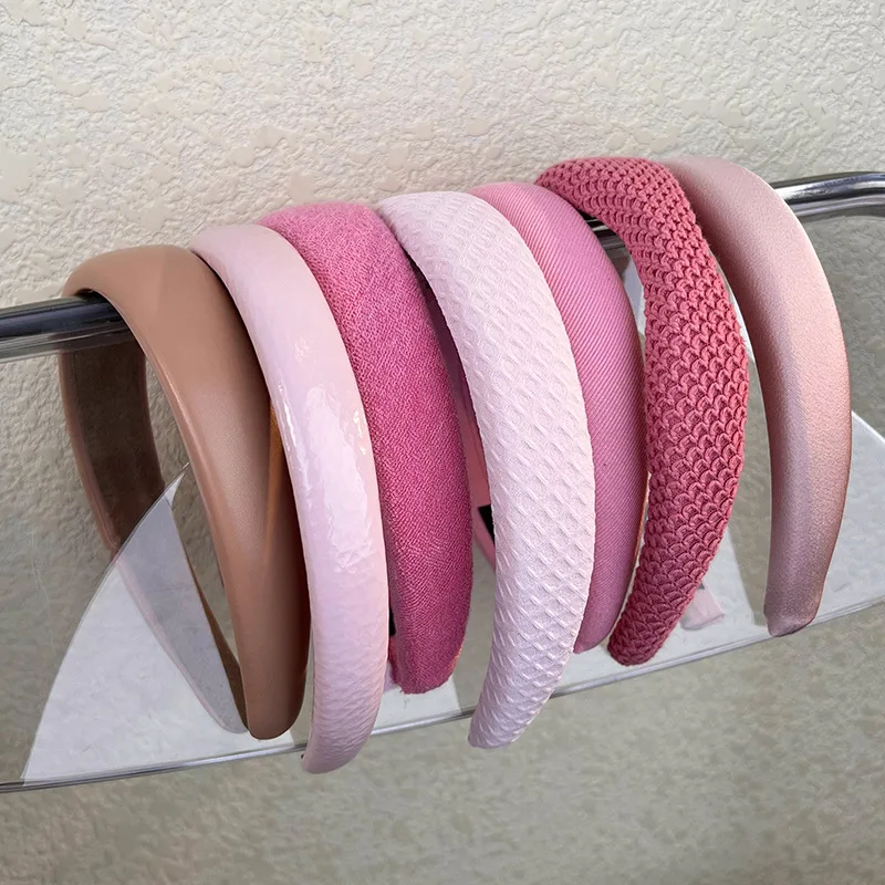 Sweet Romantic Pink Headband Sponge Wide Hair Band for Woman Girl Temperament Hair Hoop Fashion Versatile Hair Accessories Gift