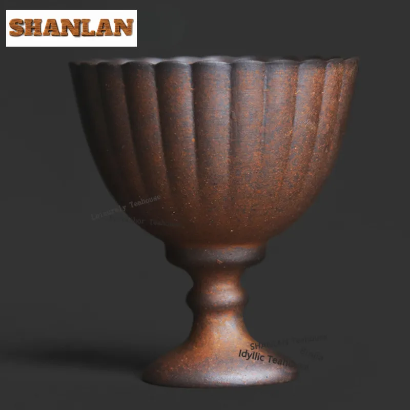 70ml Old Rock Clay Lotus Lamp High-feet Teacup Zen Tea Bowl Water Jug Tea-tasting Fragrance Cup Chazhan Master Cups Teaset Gift