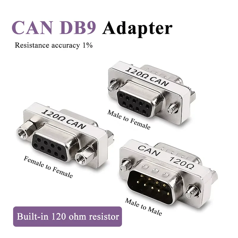 DB9 Male to Female Plug CAN Bus Terminal Resistor with Built-in 120 ohm Serial Port 485 Matching Resistor DB9 Connector Adapter