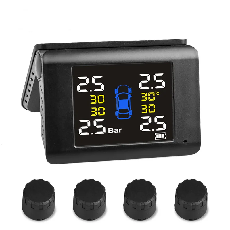 Solar Power Tyre Temperature Alarm Warning System LCD Display Auto Security Alarm System Auto Security Temperature Alarm System