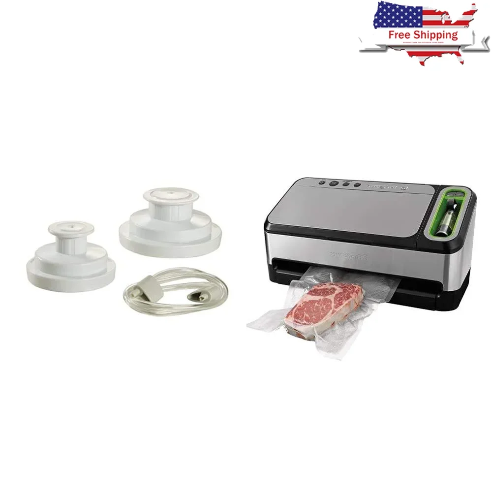 2-in-1 Vacuum Sealer Machine Automatic Bag Detection Food Preservation Starter Kit Mason Jars Soups Sauces Stains Odor Proof