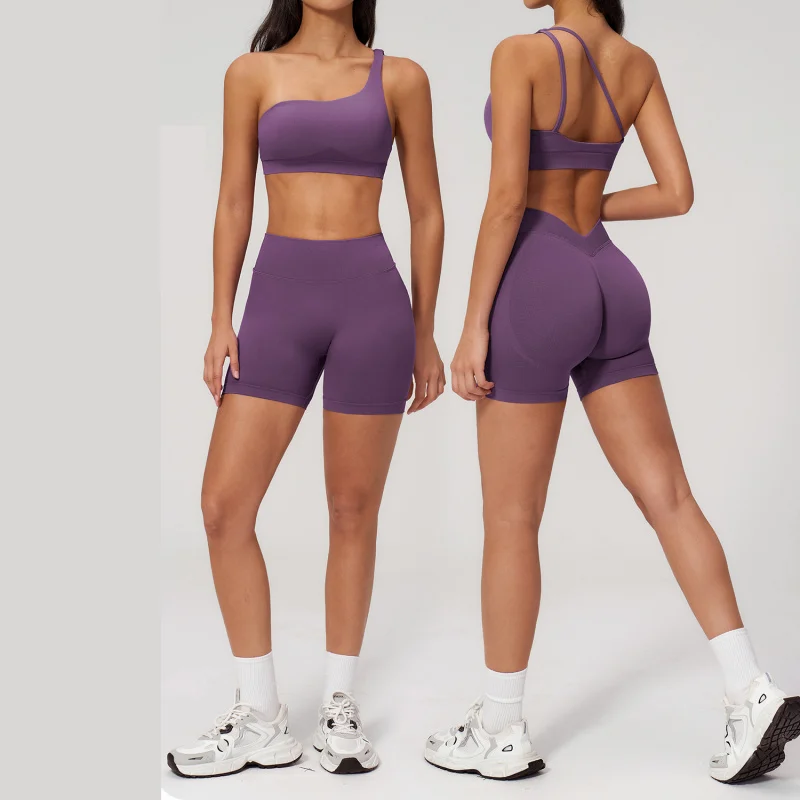 

Seamless Yoga Set For Women One-Shoulder Quick-Dry Sexy Outfits Tight Sports Outfit Outdoor Casual Running Fitness Sportswear