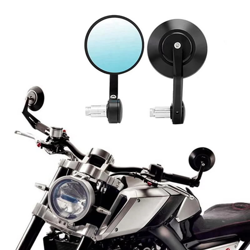 Specchietto retrovisore rotondo per moto da 7/8 pollici, specchietto laterale nero CNC da montare all'estremità del manubrio, ricambi per specchietti retrovisori moto Cafe Racer, universale per la maggior parte delle moto Kawasaki con manubrio da 7/8 pollici.