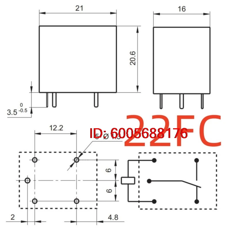 10PCS New SRU-12VDC-SL-C SRU-24VDC-SL-C SRU-12VDC-SD-C (22FC-10A) Relay 5pins