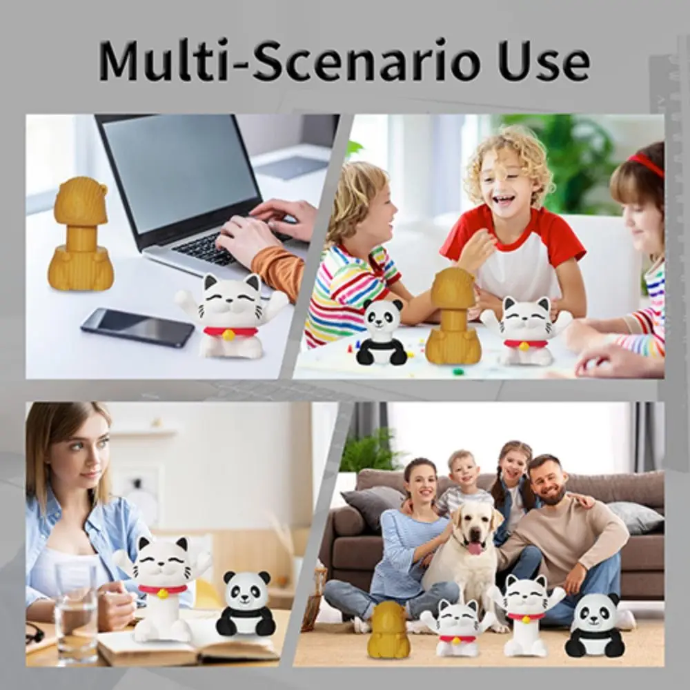 Creative Telescopic Kitten Figurines Rotational Cat Ornament Cats Figurine Toy Car Decorations