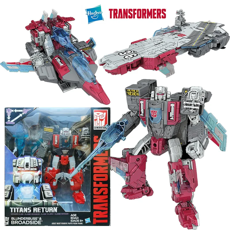 Hasbro Transformers Titans Return Blunderbuss & Broadside 18Cm Voyager Class Original Action Figure Model Toy Gift Collection