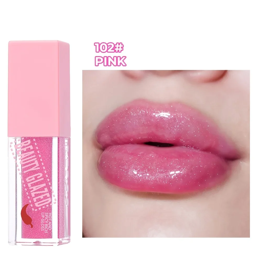 BEAUTY GLAZED Chili Lip Plumper Oil Serum Instant Long Lasting Volumising Essence Oil เซ็กซี่ Lip Balm