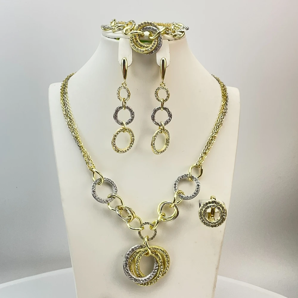 Yuminglai Brazilian Jewelry Sets Gold Plated Jewelry for Women Wedding Party FHK29705