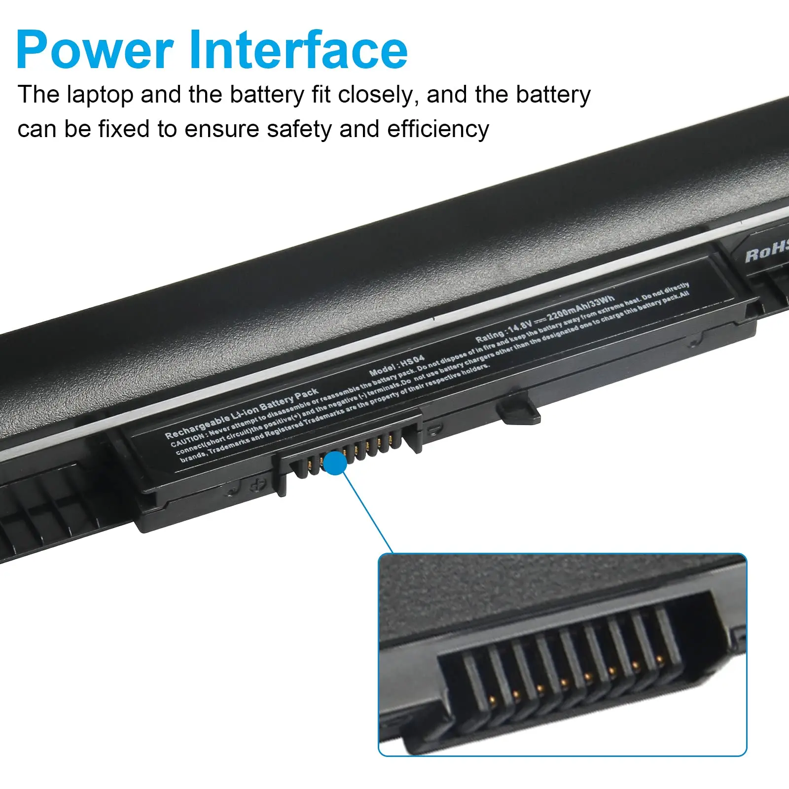 Damaite Hs04 Battery for HP 807956-001 HS04 HS03 807957-001 15-BA009DX TPN-I119 15-AY041WM, Premium Cells - [4 Cells/2600mAh]