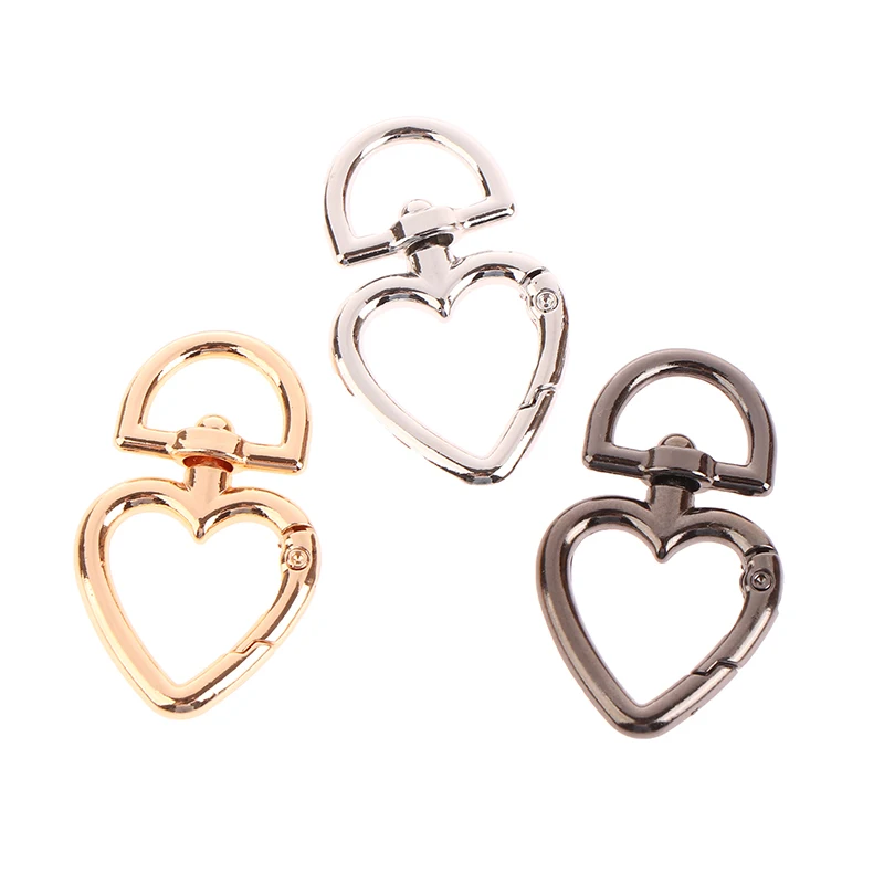 5PCS Zinc Alloy Peach Heart Shape Metal Spring Clasp Carabiner Key Ring Connectors For Keychain Snap Clasp Jewelry Material New