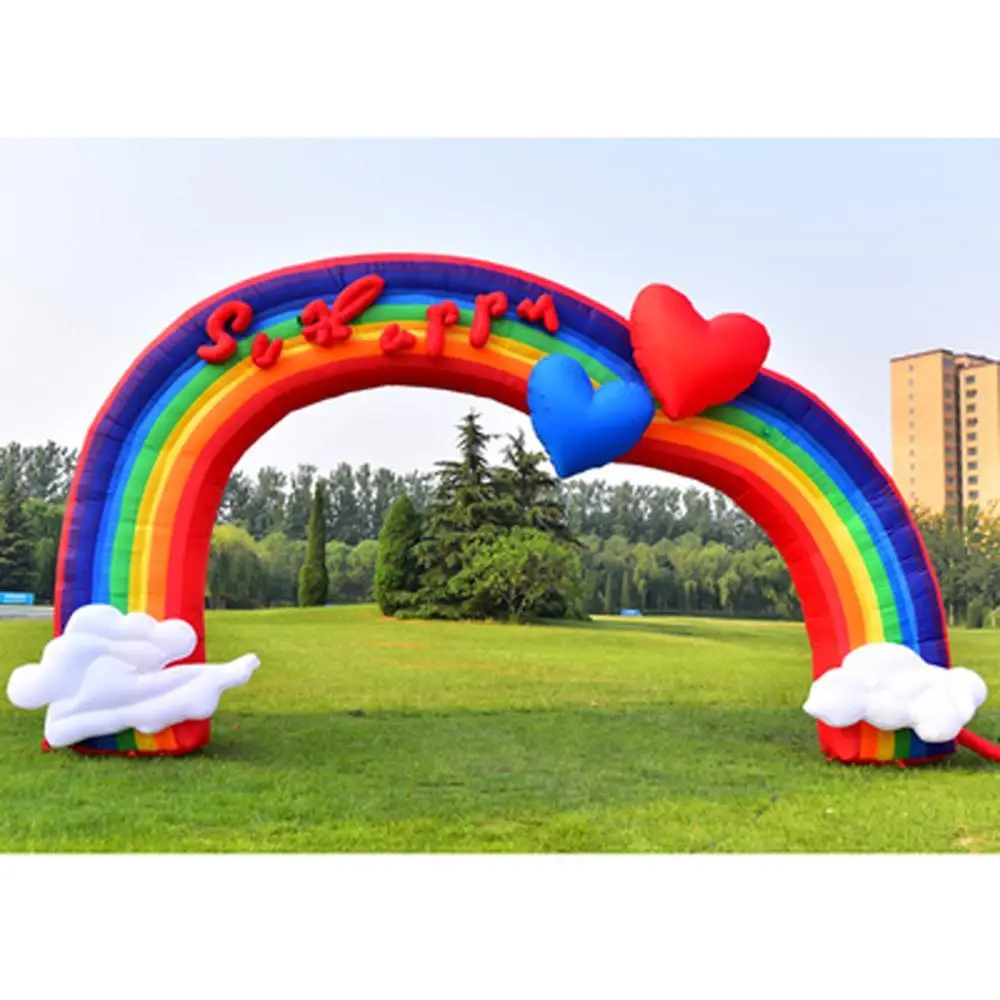 ตกแต่งงานปาร์ตี้ 10 M Inflatable Arch กิจกรรมที่มีสีสัน Supply นิทรรศการกลางแจ้ง Rainbow งานแต่งงานโฆษณาเครื่องมือ