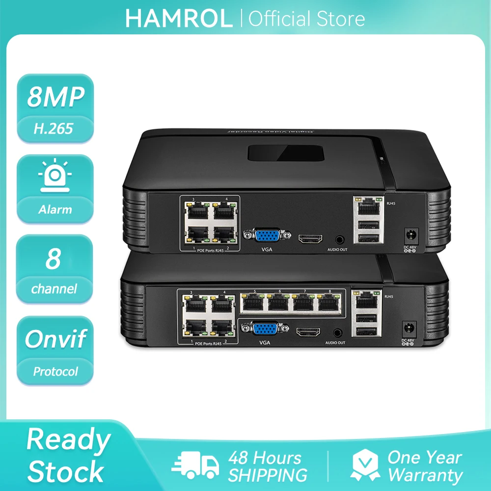 

4k 8MP Ultra HD POE NVR 4CH/8CH 48V POE Video Recorder IP Surveillance Security System Xmeye Remote Access Face Detection H.265
