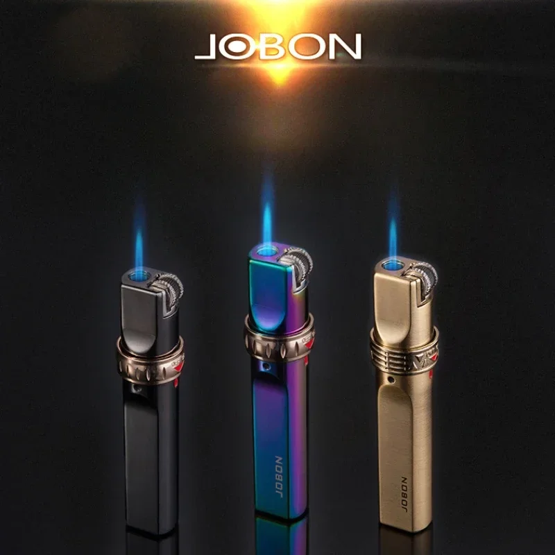 

JOBON Metal Butane Gas Torch Lighters Outdoor Windproof Turbo High Power Jet Vintage Grinding Wheel Ignition Cigar Lighter Tools