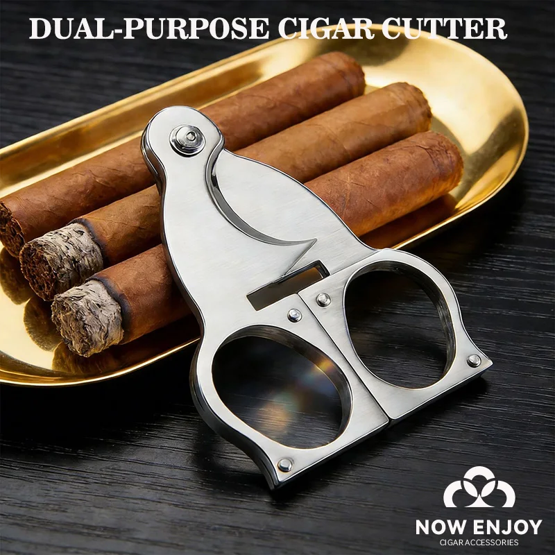 

Stainless Steel Cigars Cutter Double Blades Sharp Cigarettes Scissor Multipurpose Guillotine Cigars Cutting Tools For Gifts