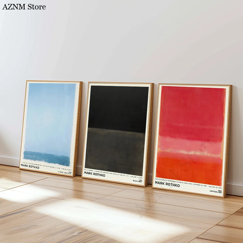 Vintage Minimalist Mark Rothko Canvas Painting Modern Exhibition Poster and Picture Print for Living Room Wall Art Home Decor