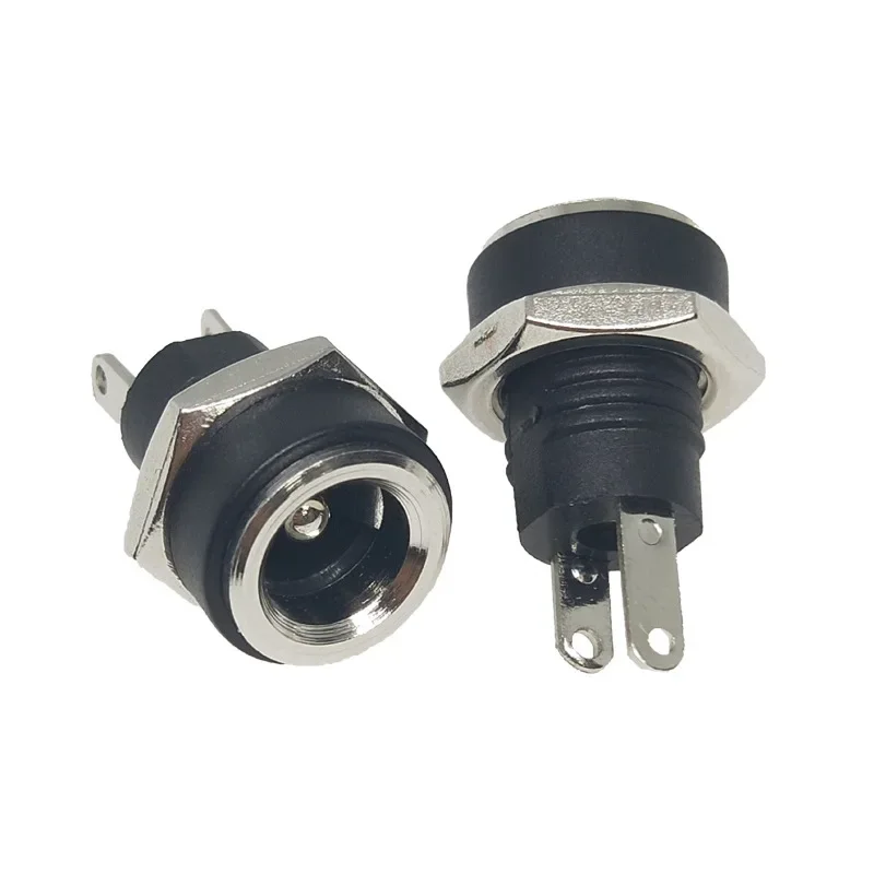 

DC Power Supply Jack Socket, Female Panel Mount Connector, 2-Pin, 5.5x2.1mm Plug Adapter, 2 Terminal Types, 3A, 12V, 1 Pc, 10Pcs