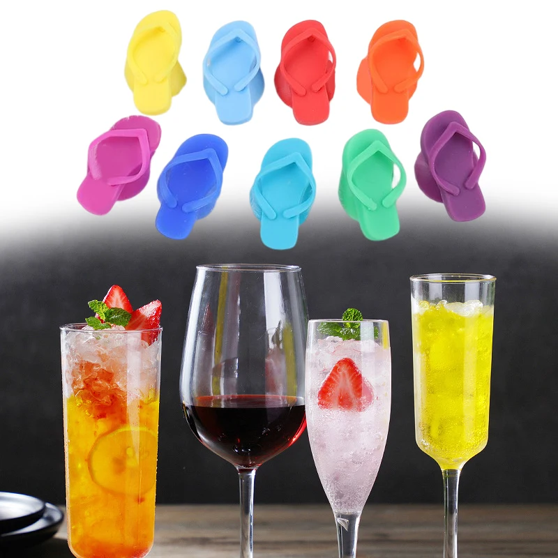 /KQM/Silicone Slippers Wine Glass Charms Wine Glass Markers Party Cocktails Drinking Cup Sign Suction Cup Identifier 9Pcs/Set