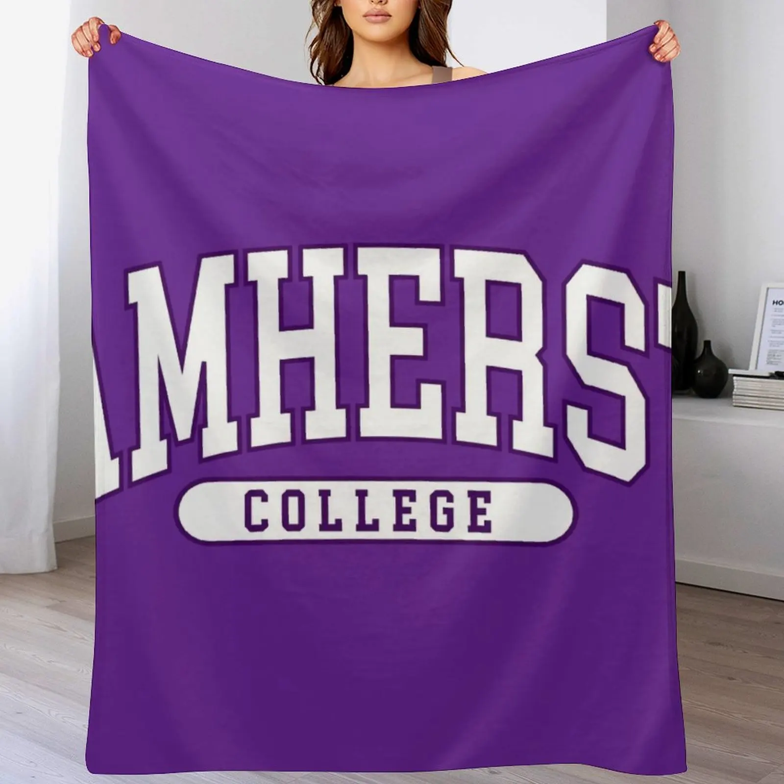 amherst - college font curved Throw Blanket Warm Plush Fuzzy Blanket for Living Room