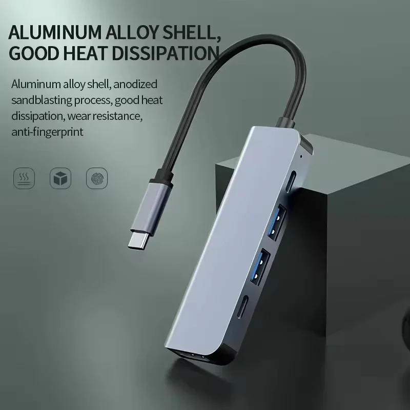 USB HUB 5 In 1 USB 3.0 USB C to 4K HDMI Adapter with Type C 3.0 Ports PD Fast Charge for Tablet Laptop MacBook