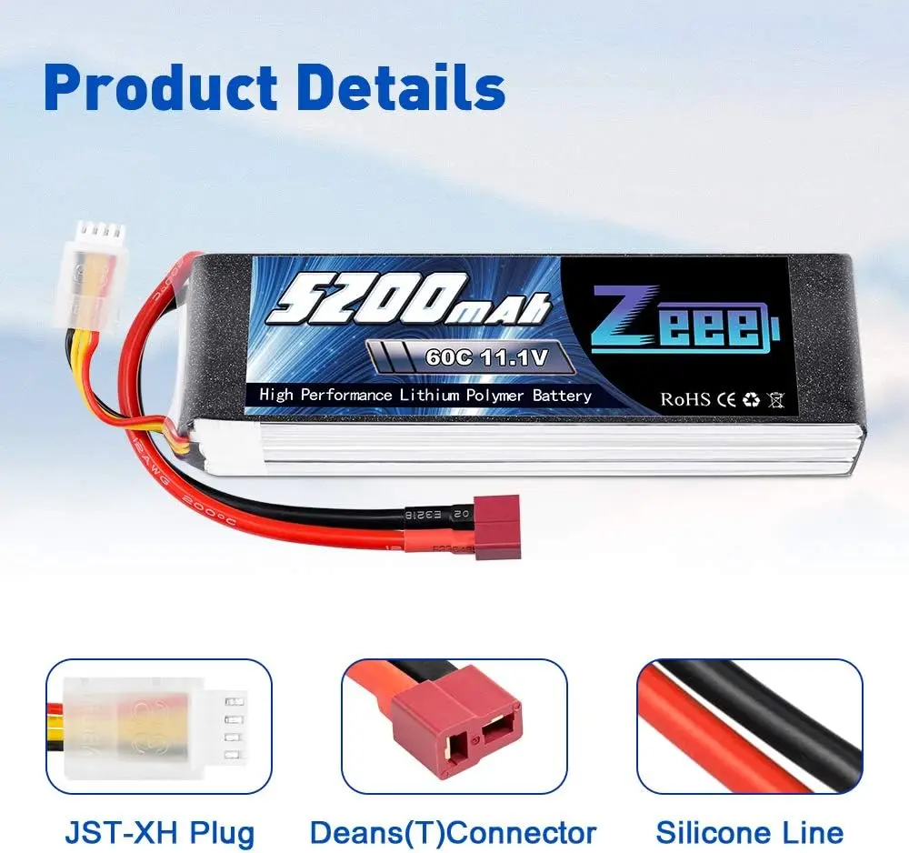 Zeee 3S Lipo 11.1V 5200Mah 60c Softcase Fpv Drone Batterij Met Deans Plug Voor Rc Auto Truck Helikopter Boot Lipo Hobby Rc Onderdelen