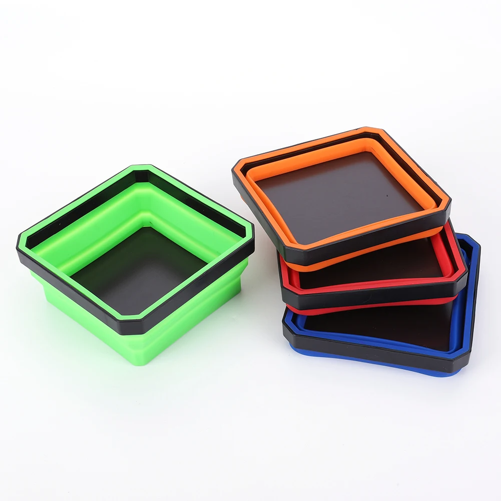 4.53 In Collapsible Magnetic Parts Tray Magnetic Screw Tray Multicolor Plumber Carpenters Tool Organizer Storage Plate Box Tray