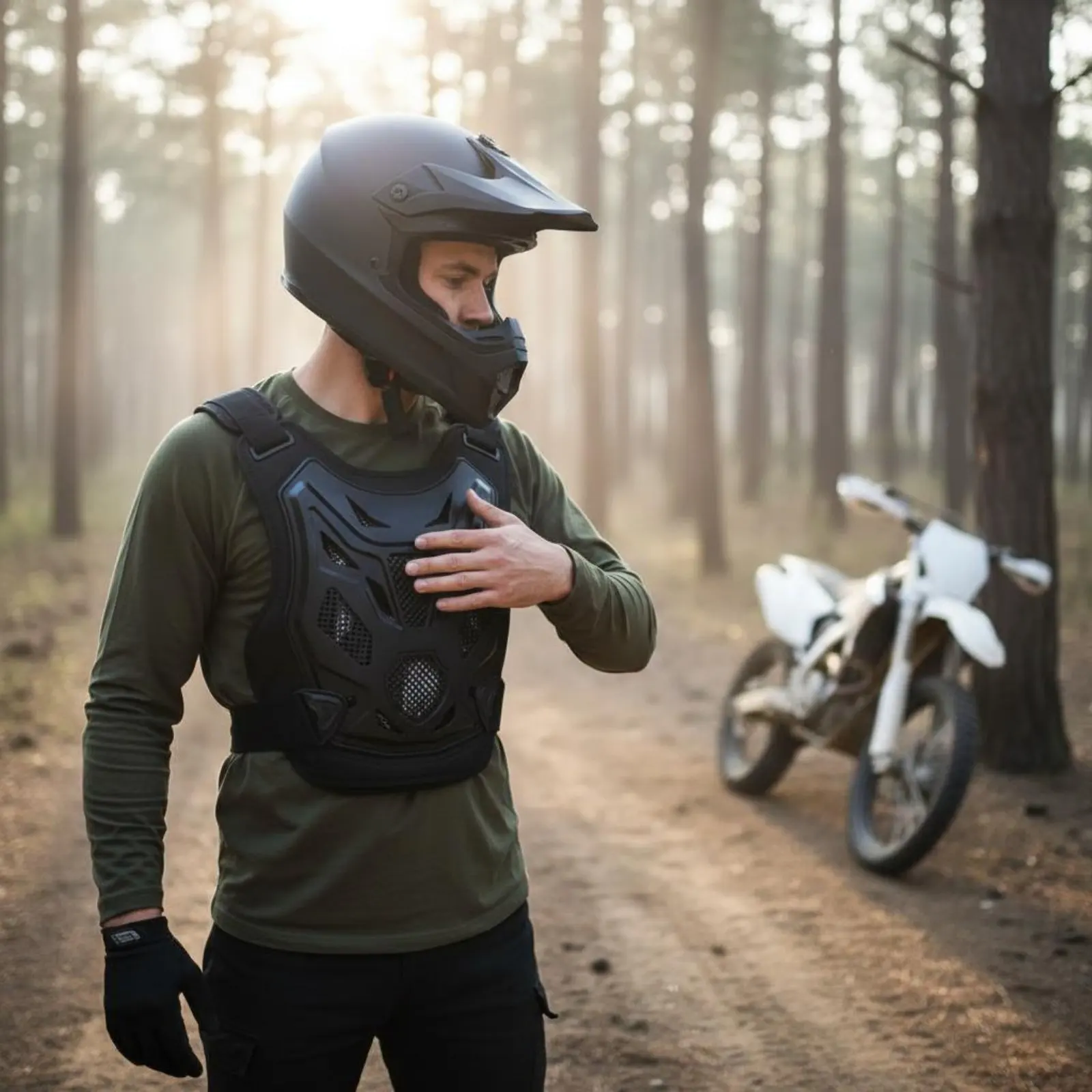 

Motorcycle Protective Vest EVA Foam Padding Motocross Safeguarding Vest Away from Road Chest Guard Breathable Dirt Bike Gear Set