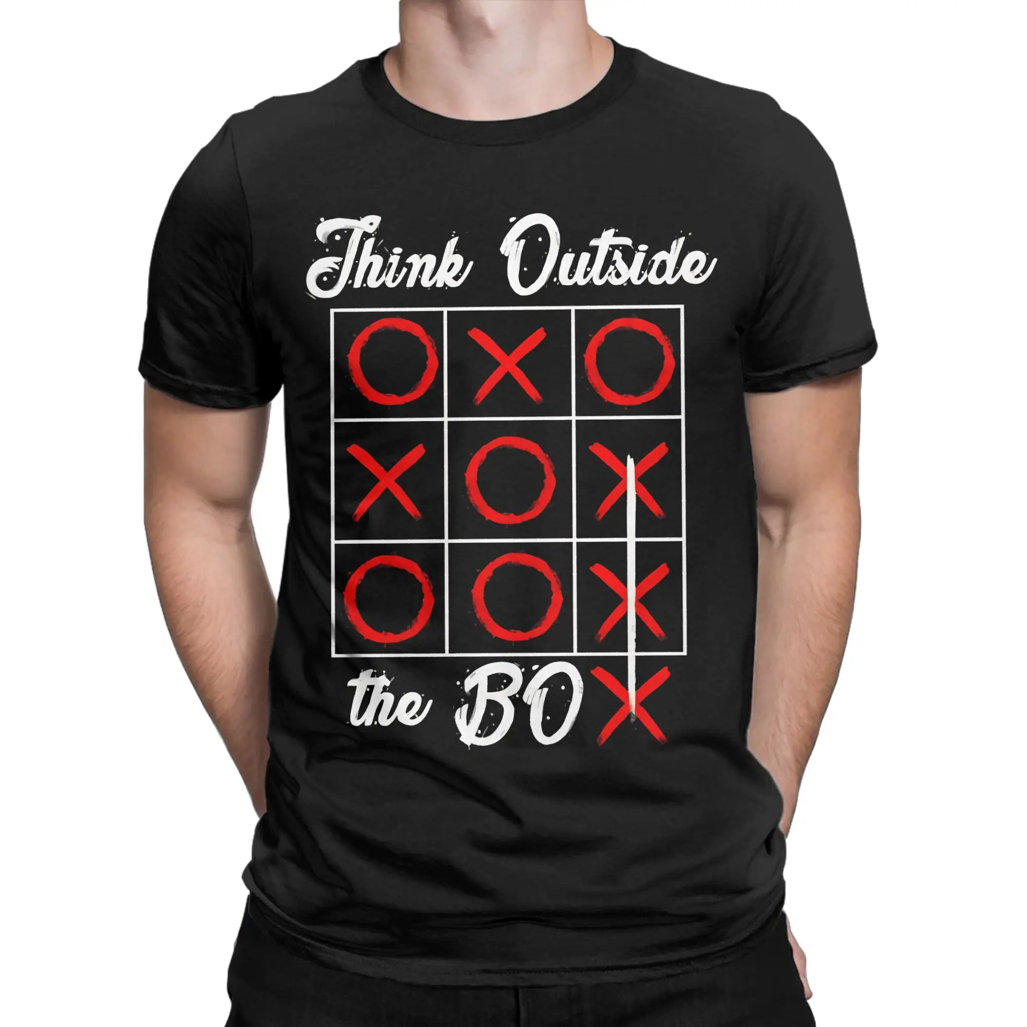 Think Outside The Box Tic Tac Toe Essential  Men's T Shirts  Funny Tees Short Sleeve Round Neck T-Shirts 100% Cotton Summer Tops