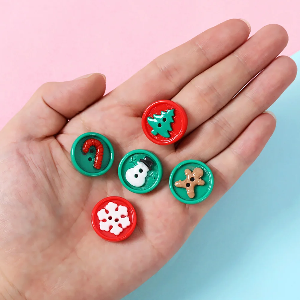 

50Pcs Christmas Resin Buttons Set Colorful Decorative Sewing Accessories DIY Crafts Snowman Tree Snowflake Festival