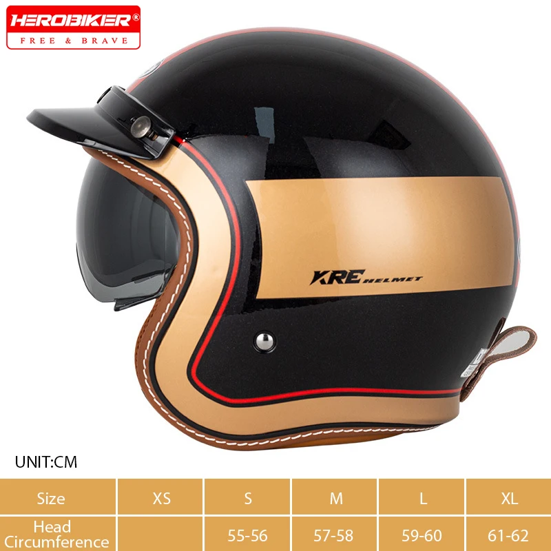 

Open Face Motorcycle Helmet Four Seasons Men Women Moto 3/4 Helmet Retro Classic Scooter Helmet DOT Certification Casco Moto