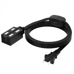 6/10-foot US heavy-duty power extension cord, US-type A 2-prong polarized plug, 1 to 3-way extension outlet, indoor use