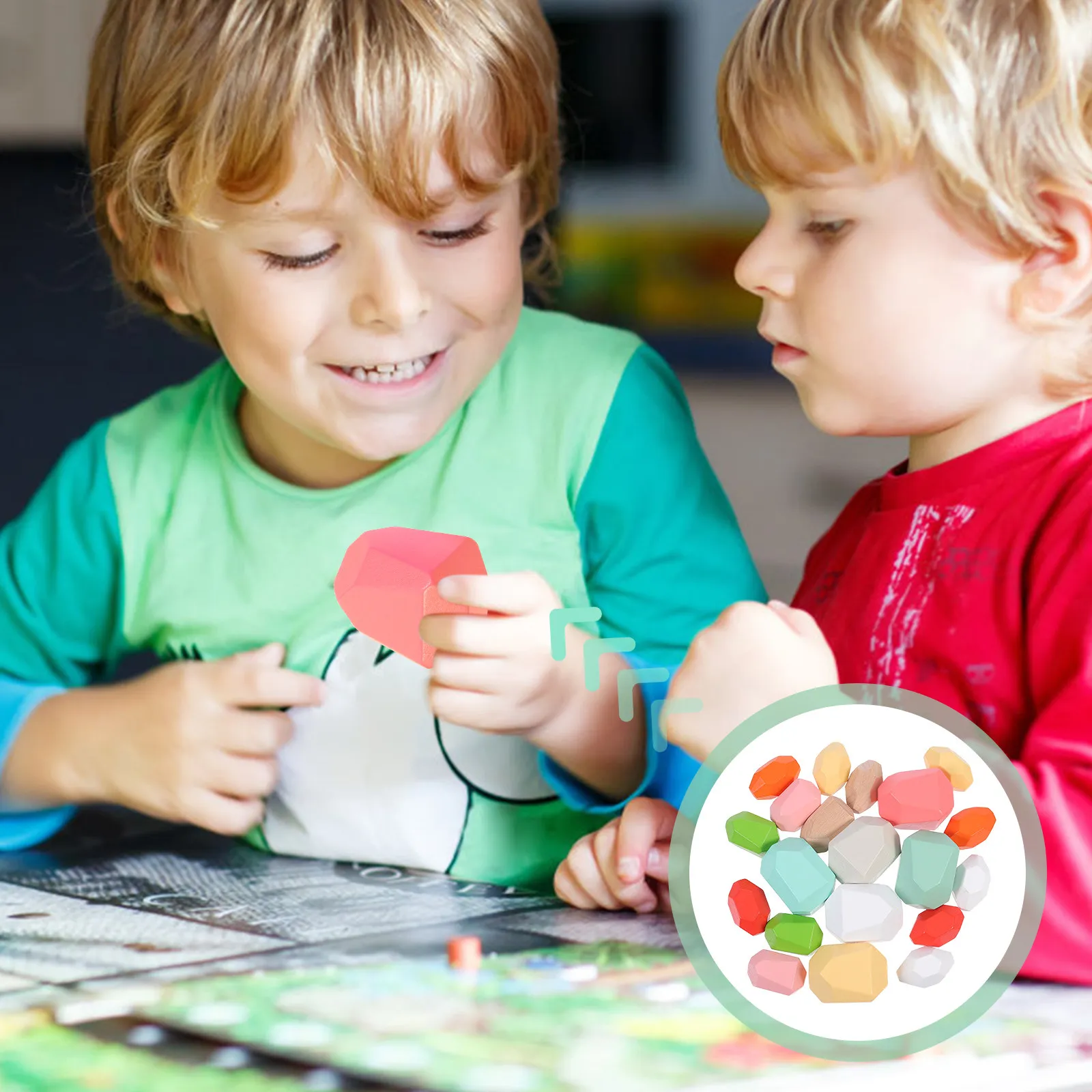 

Colorful Stacked Stone Wooden Blocks Assorted Colors Educational Balance Game Enhance Hand Eye Coordination Kids Learning
