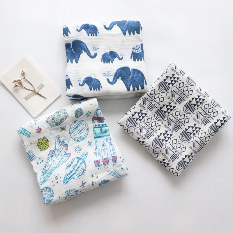 Baby Blanket For Newborns Soft Cotton Muslin Swaddles For Infant Multi Use Bath Towel Nordic Hold Wraps Diaper Cocoon 120x120cm