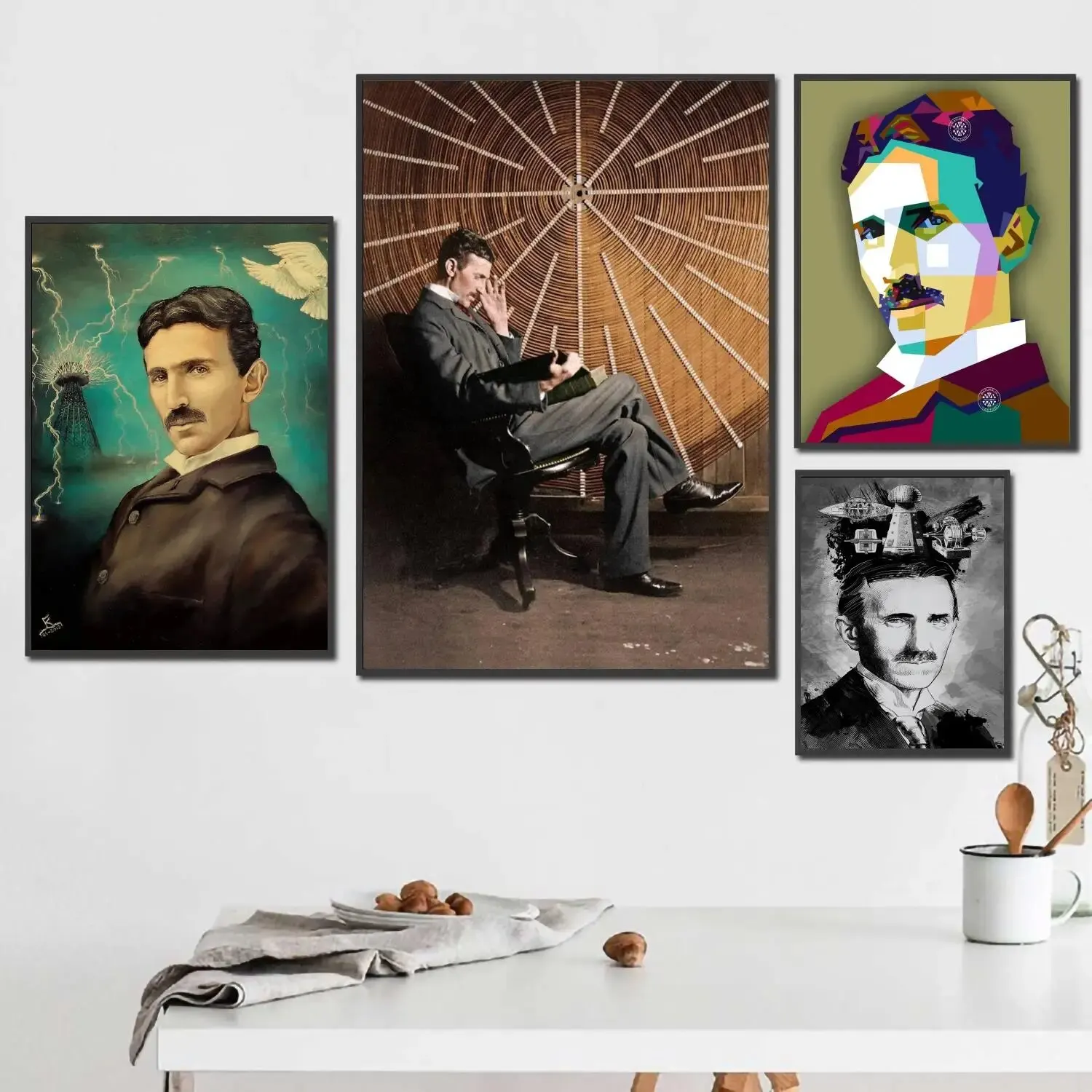 Nikola Tesla x Decorative Canvas Poster  Inventor Art Print for Room Bar Cafe Decor  Unique Wall Paintings  Gift Idea