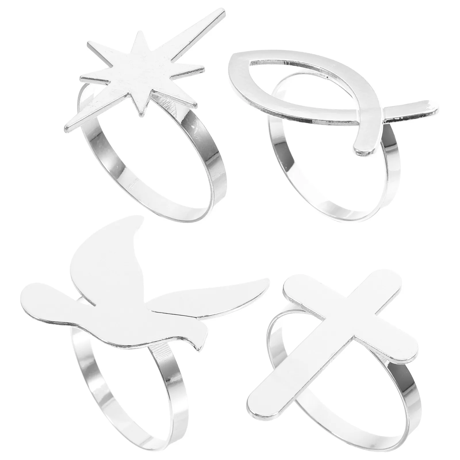 1Set Meaningful Fish Cross Dove Napkin Rings Christian Table Decor Baptism First Communion Wedding Celebration Dinner Party