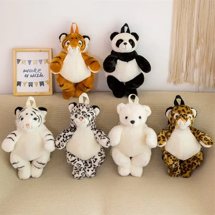 Simulation Animal Plush Backpack Cute Backpack Elephant Tiger Polar Bear Lion Leopard Panda Giraffe Polar Bear Girls Backpack