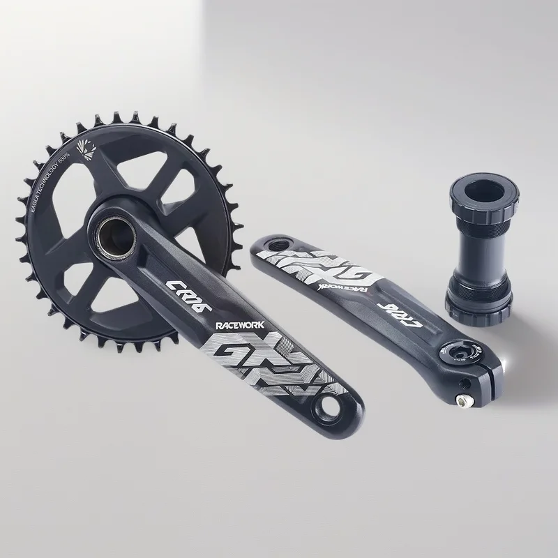 

Шатуны RACEWORK MTB 170 мм 36T — одинарная звездочка из полого алюминиевого сплава с нижним кронштейном, подходит для скоростей 8/9/10/11